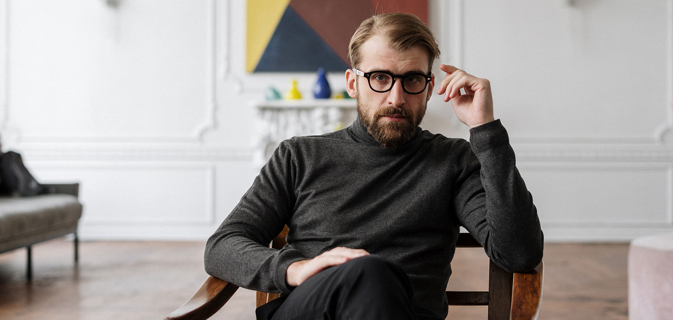 Serious man sitting banner-23